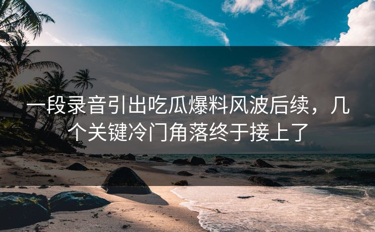 一段录音引出吃瓜爆料风波后续，几个关键冷门角落终于接上了