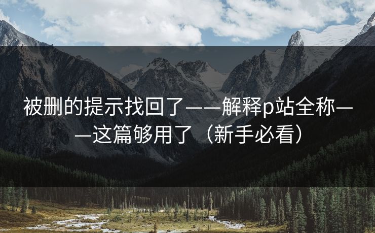被删的提示找回了——解释p站全称——这篇够用了（新手必看）