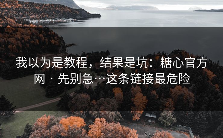 我以为是教程，结果是坑：糖心官方网 · 先别急…这条链接最危险