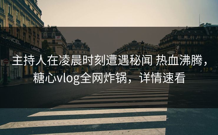 主持人在凌晨时刻遭遇秘闻 热血沸腾，糖心vlog全网炸锅，详情速看